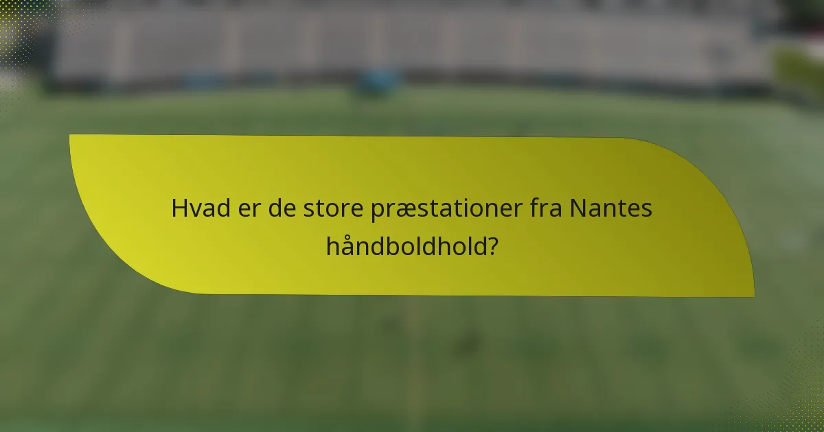 Hvad er de store præstationer fra Nantes håndboldhold?