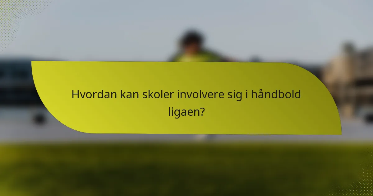 Hvordan kan skoler involvere sig i håndbold ligaen?