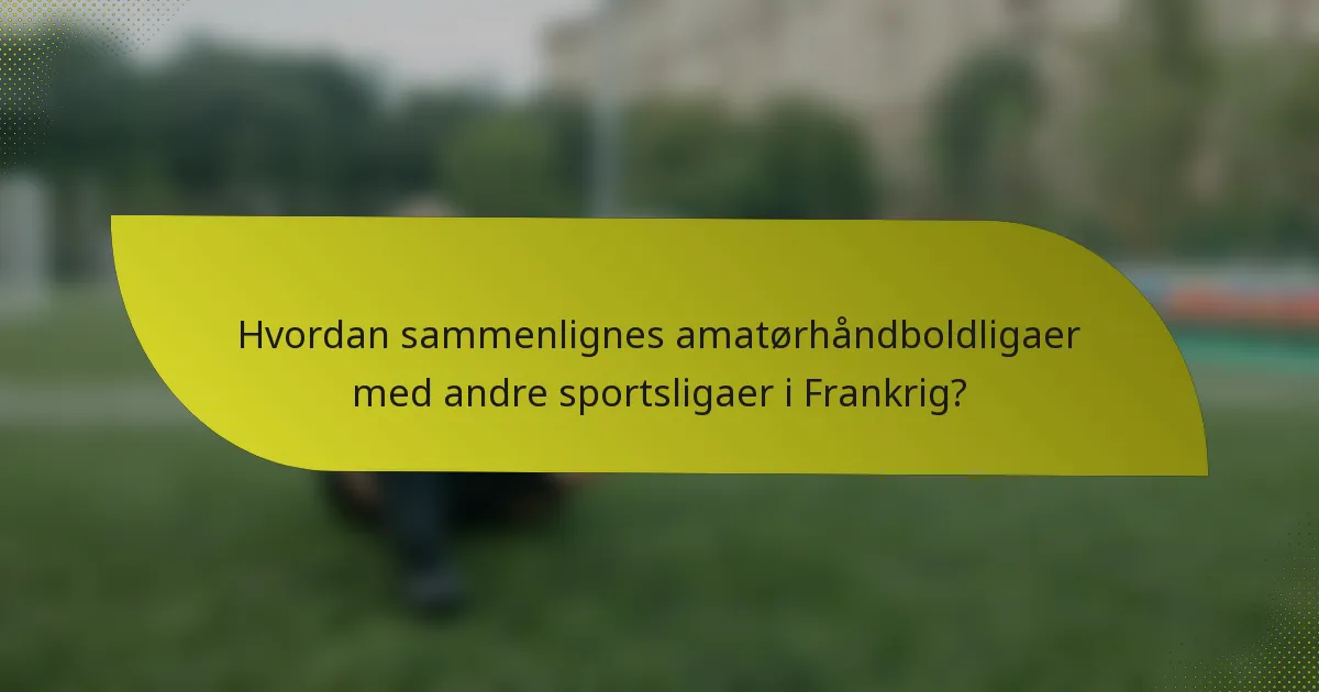 Hvordan sammenlignes amatørhåndboldligaer med andre sportsligaer i Frankrig?